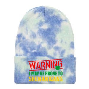 Warning I May Be Prone to Shenanigans St. Patrick's Day Clover Tie Dye 12in Knit Beanie