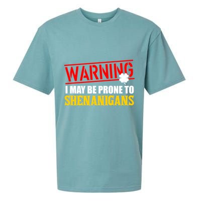 Warning I May Be Prone to Shenanigans St. Patrick's Day Clover Sueded Cloud Jersey T-Shirt