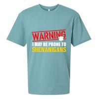 Warning I May Be Prone to Shenanigans St. Patrick's Day Clover Sueded Cloud Jersey T-Shirt