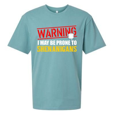 Warning I May Be Prone to Shenanigans St. Patrick's Day Clover Sueded Cloud Jersey T-Shirt