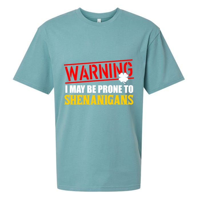 Warning I May Be Prone to Shenanigans St. Patrick's Day Clover Sueded Cloud Jersey T-Shirt