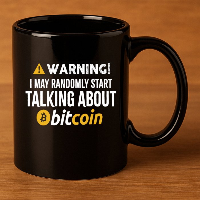 Warning I May Randomly Start Talking About Bitcoin 11oz C Handle Ceramic Mug
