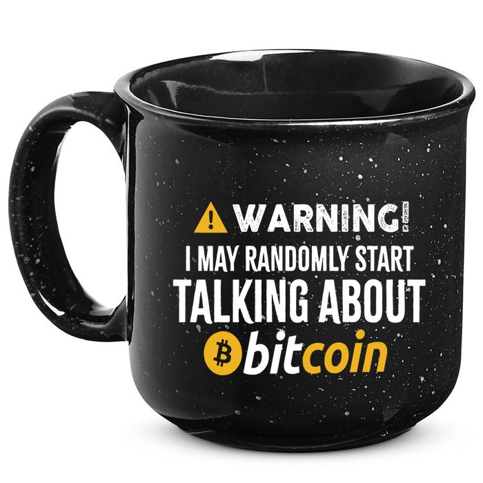 Warning I May Randomly Start Talking About Bitcoin 15oz Campfire Ceramic Mug