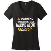 Warning I May Randomly Start Talking About Bitcoin Women's V-Neck T-Shirt