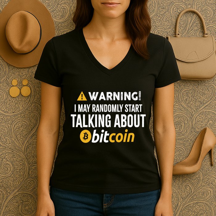 Warning I May Randomly Start Talking About Bitcoin Women's V-Neck T-Shirt