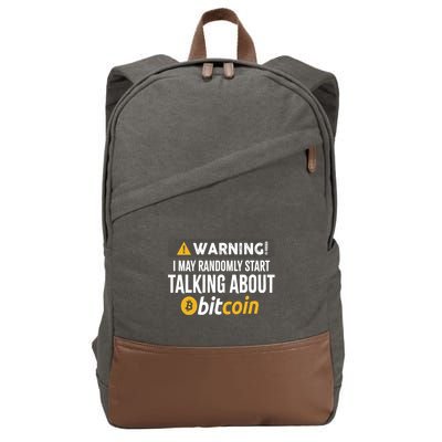 Warning I May Randomly Start Talking About Bitcoin Cotton Canvas Backpack