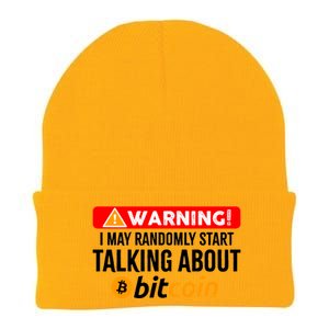 Warning I May Start Talking About Bitcoin Funny Crypto Knit Cap Winter Beanie