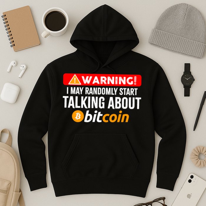 Warning I May Start Talking About Bitcoin Funny Crypto Hoodie