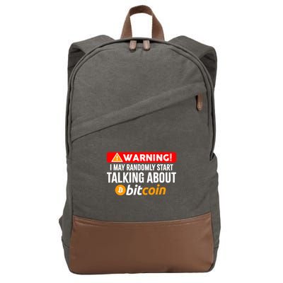 Warning I May Start Talking About Bitcoin Funny Crypto Cotton Canvas Backpack