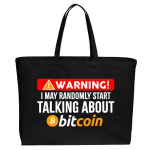 Warning I May Start Talking About Bitcoin Funny Crypto Cotton Canvas Jumbo Tote