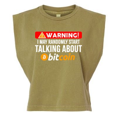 Warning I May Start Talking About Bitcoin Funny Crypto Garment-Dyed Women's Muscle Tee