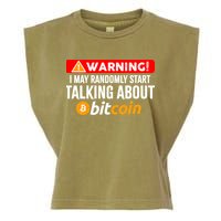 Warning I May Start Talking About Bitcoin Funny Crypto Garment-Dyed Women's Muscle Tee