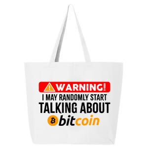 Warning I May Start Talking About Bitcoin Funny Crypto 25L Jumbo Tote