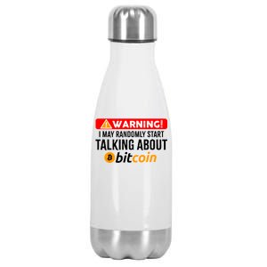 Warning I May Start Talking About Bitcoin Funny Crypto Stainless Steel Insulated Water Bottle