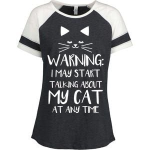 Warning I May Start Talking About My Cat Enza Ladies Jersey Colorblock Tee