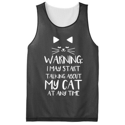 Warning I May Start Talking About My Cat Mesh Reversible Basketball Jersey Tank