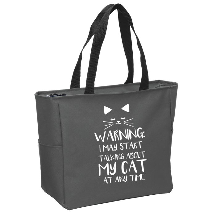 Warning I May Start Talking About My Cat Zip Tote Bag