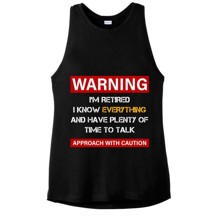 Warning Im Retired Approach With Caution Ladies PosiCharge Tri-Blend Wicking Tank