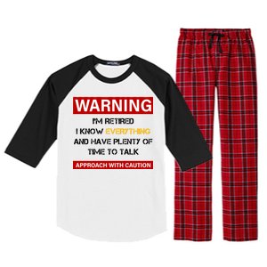 Warning Im Retired Approach With Caution Raglan Sleeve Pajama Set