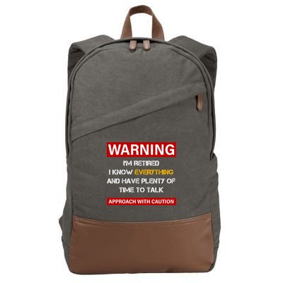 Warning Im Retired Approach With Caution Cotton Canvas Backpack