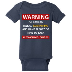 Warning Im Retired Approach With Caution Baby Bodysuit