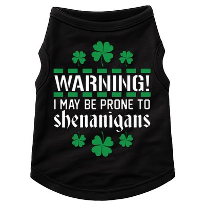 Warning! May Be Prone to Shenanigans Irish Clovers Doggie Tank