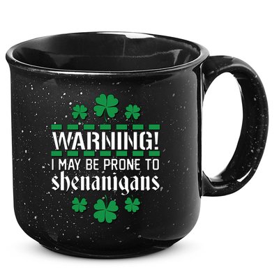 Warning! May Be Prone to Shenanigans Irish Clovers 15oz Campfire Ceramic Mug