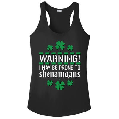 Warning! May Be Prone to Shenanigans Irish Clovers Ladies PosiCharge Competitor Racerback Tank