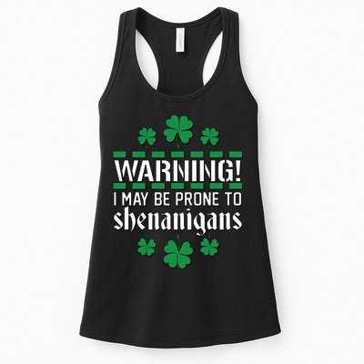 Warning! May Be Prone to Shenanigans Irish Clovers Womens Tank Top