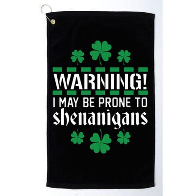 Warning! May Be Prone to Shenanigans Irish Clovers Golf Towel