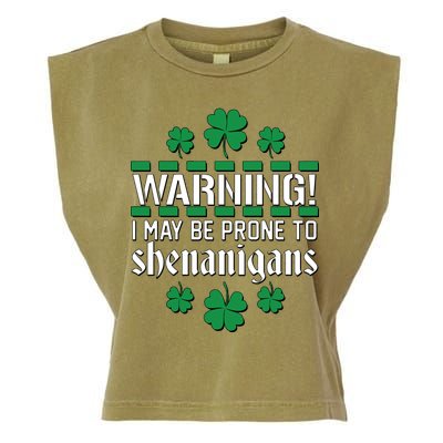 Warning! May Be Prone to Shenanigans Irish Clovers Garment-Dyed Women's Muscle Tee