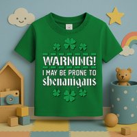Warning! May Be Prone to Shenanigans Irish Clovers Toddler T-Shirt
