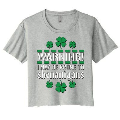 Warning! May Be Prone to Shenanigans Irish Clovers Women's Crop Top Tee