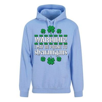 Warning! May Be Prone to Shenanigans Irish Clovers Unisex Surf Hoodie