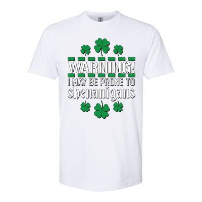 Warning! May Be Prone to Shenanigans Irish Clovers Softstyle CVC T-Shirt