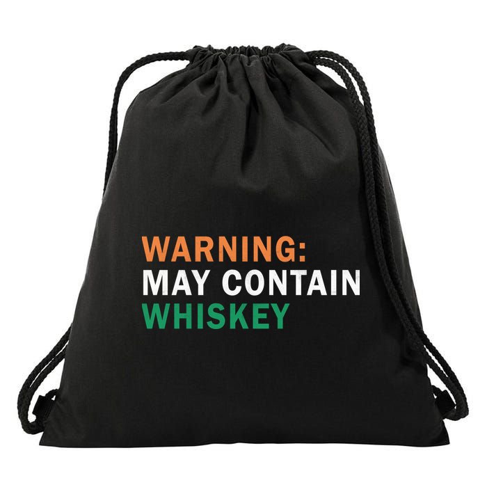 Warning May Contain Whiskey Drawstring Bag