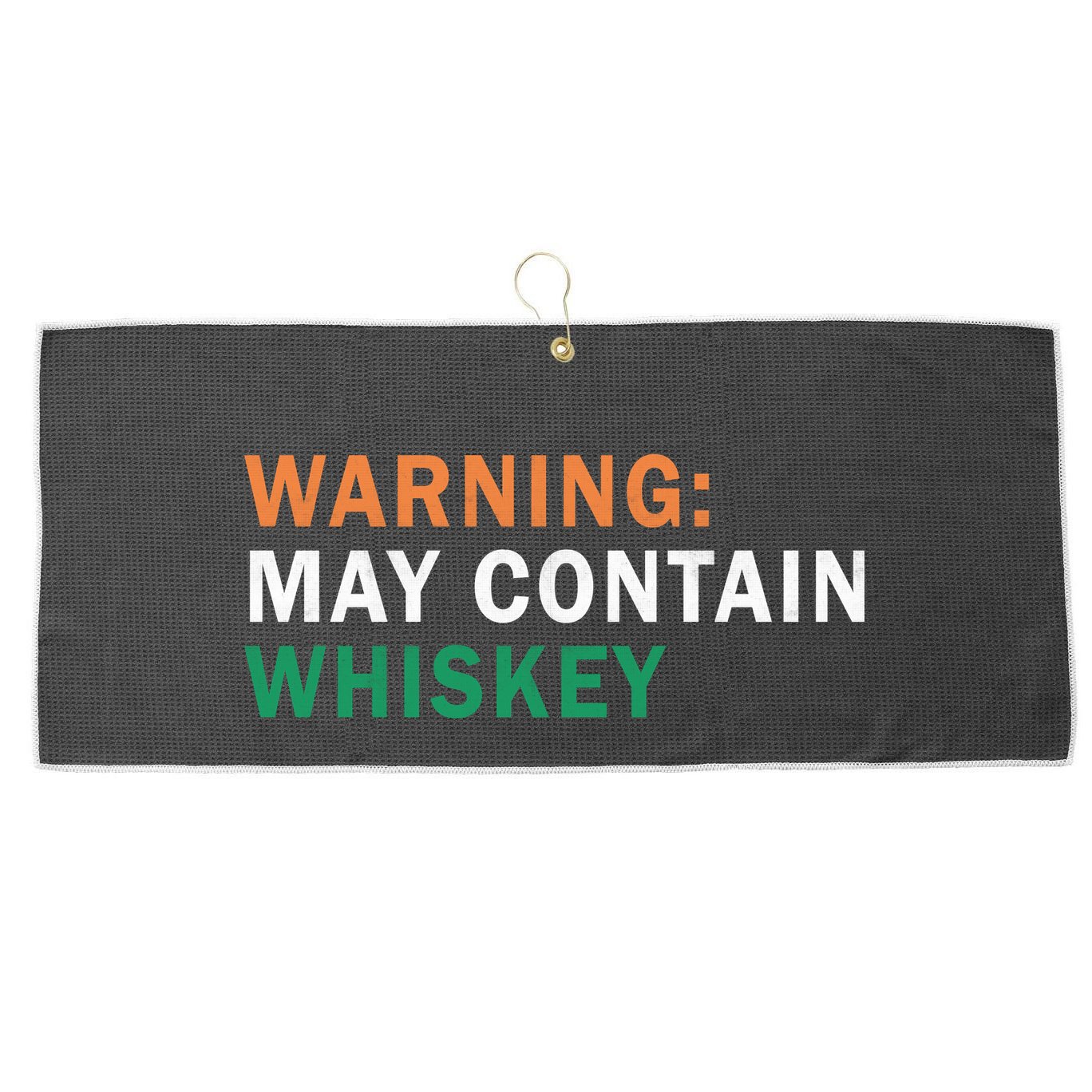 Warning May Contain Whiskey Large Microfiber Waffle Golf Towel