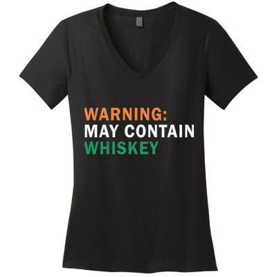 Warning May Contain Whiskey Women's V-Neck T-Shirt