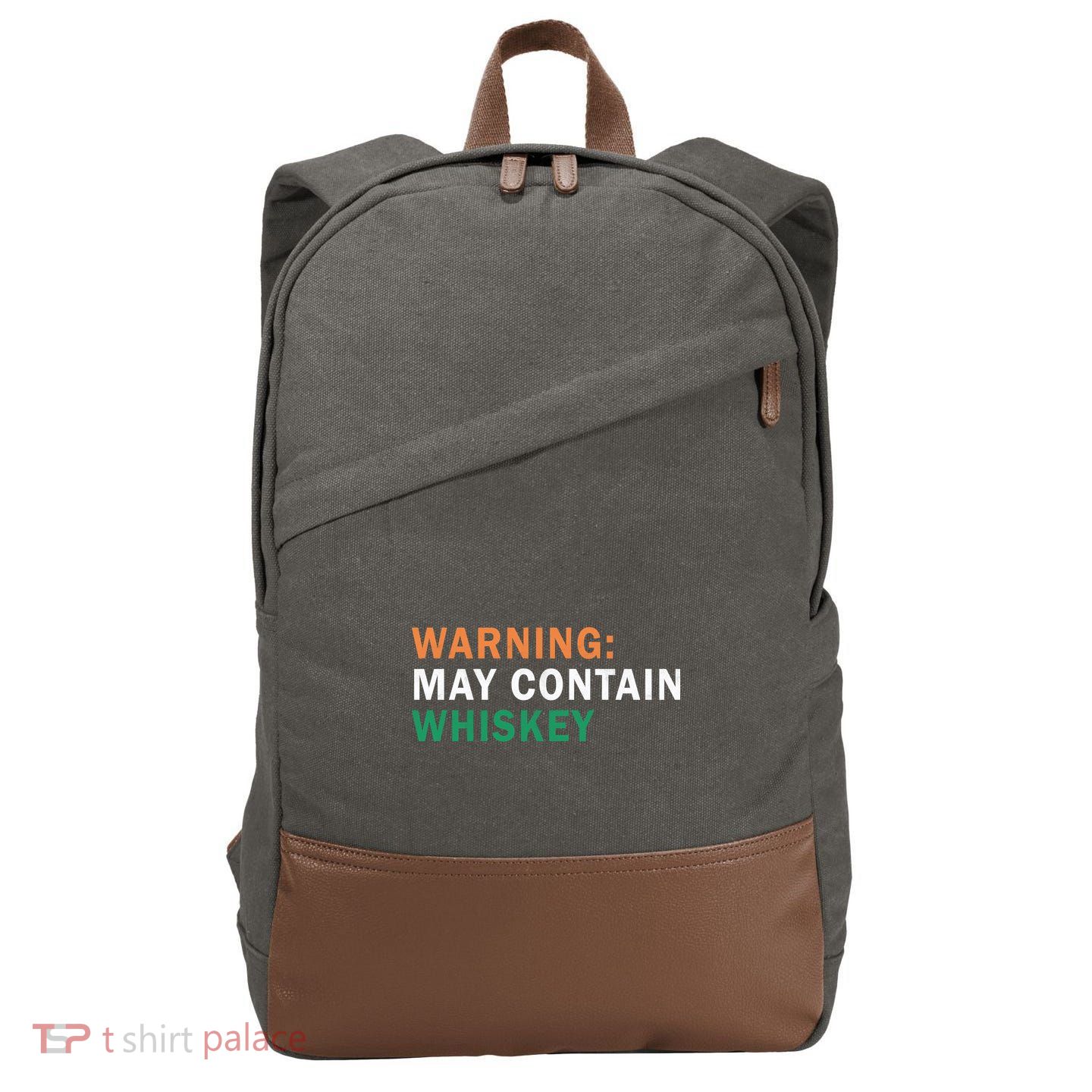 Warning May Contain Whiskey Cotton Canvas Backpack