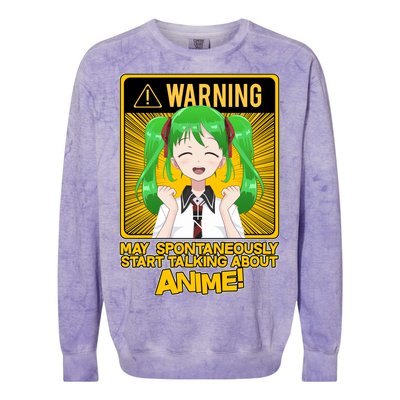 Warning May Spontaneously Start Talking About Anime Colorblast Crewneck Sweatshirt