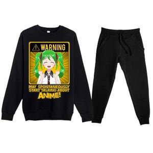 Warning May Spontaneously Start Talking About Anime Premium Crewneck Sweatsuit Set