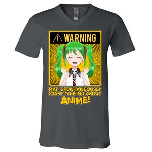 Warning May Spontaneously Start Talking About Anime V-Neck T-Shirt