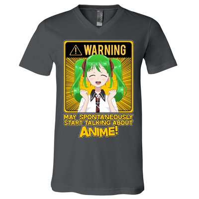 Warning May Spontaneously Start Talking About Anime V-Neck T-Shirt