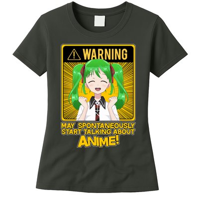 Warning May Spontaneously Start Talking About Anime Womens T-Shirt