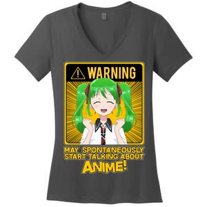 Warning May Spontaneously Start Talking About Anime Women's V-Neck T-Shirt