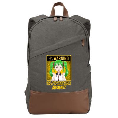 Warning May Spontaneously Start Talking About Anime Cotton Canvas Backpack