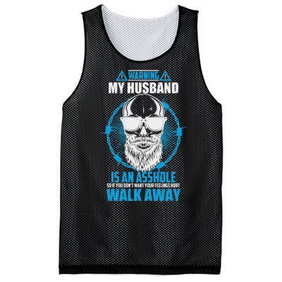 Warning My Husband Is An Asshole Walk Away Mesh Reversible Basketball Jersey Tank