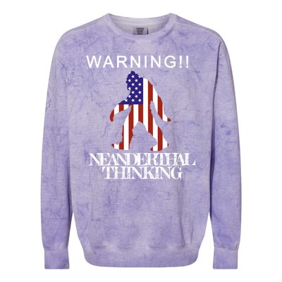 Warning Neanderthal Thinking Bigfoot Colorblast Crewneck Sweatshirt