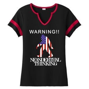 Warning Neanderthal Thinking Bigfoot Ladies Halftime Notch Neck Tee