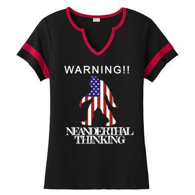 Warning Neanderthal Thinking Bigfoot Ladies Halftime Notch Neck Tee